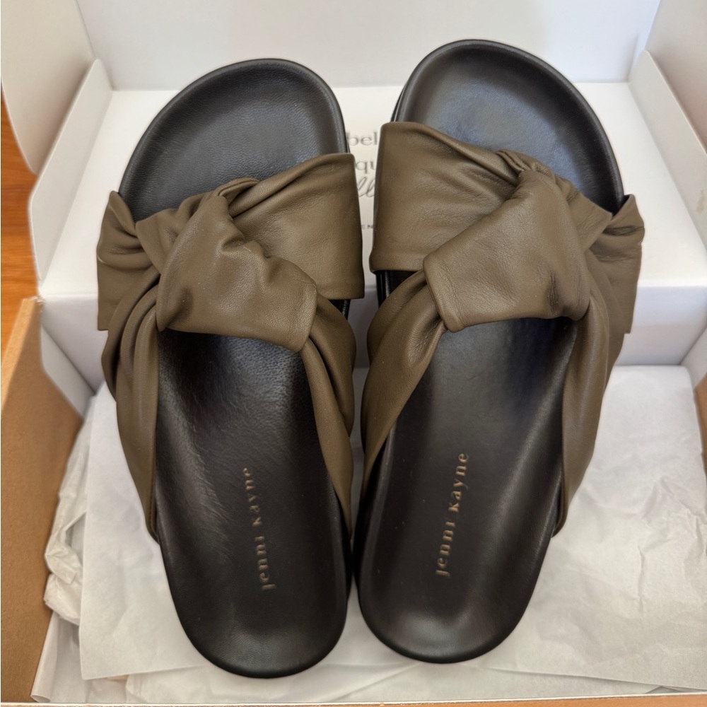 Jenni Kayne Olive Knotted Slide Sandals